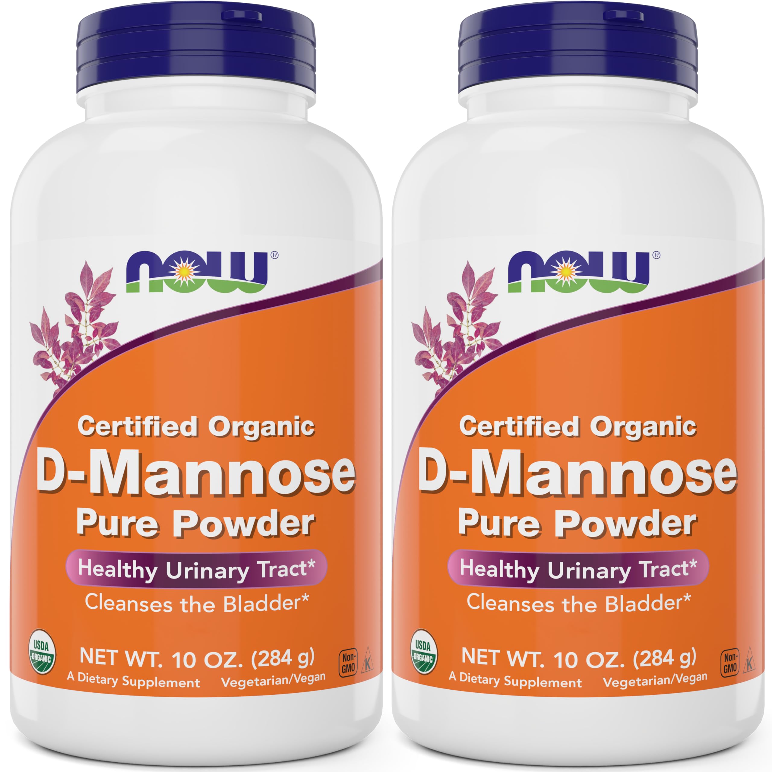 NOW Foods Organic D-Mannose powder bottle front for urinary tract support