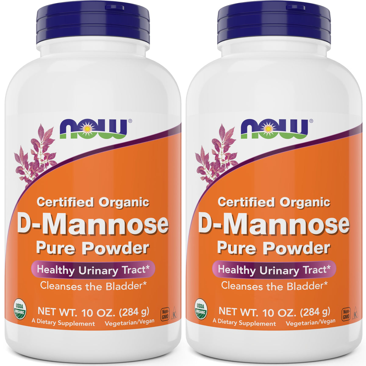 NOW Foods Organic D-Mannose powder bottle front for urinary tract support
