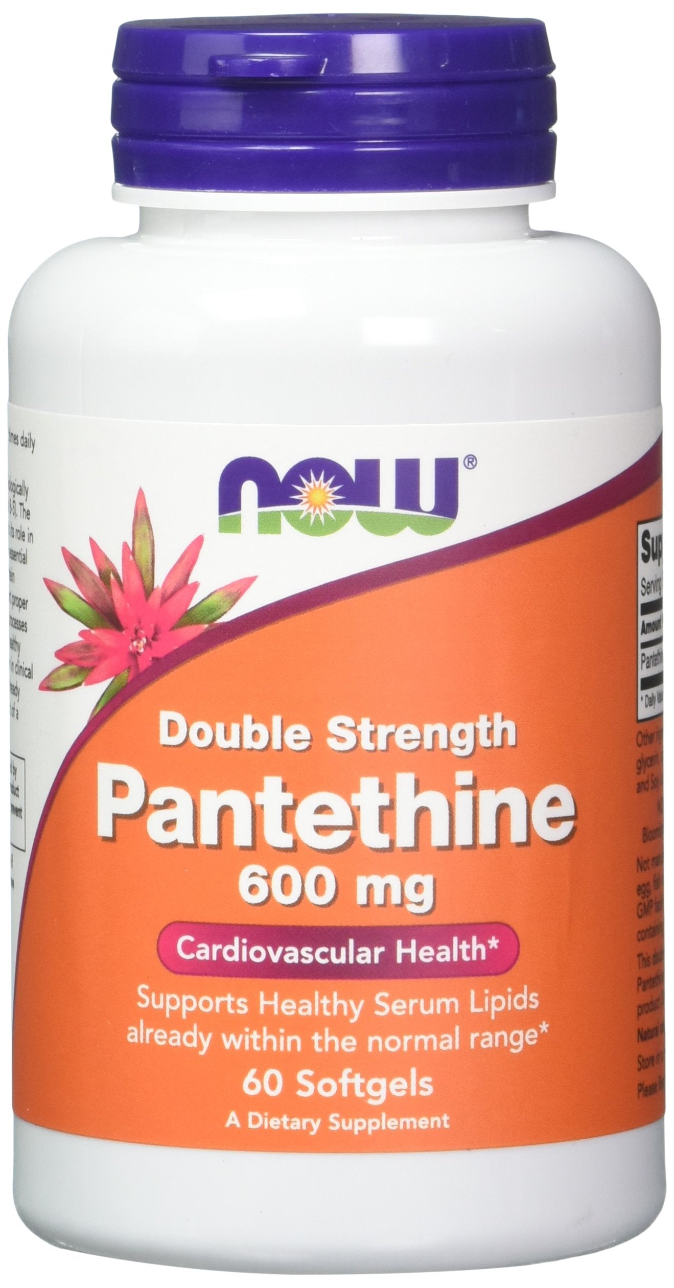 NOW Foods Pantethine 600 mg bottle offers convenient daily capsules for wellness