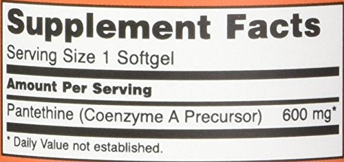 Serving size information for NOW Foods Pantethine 600 mg bottle