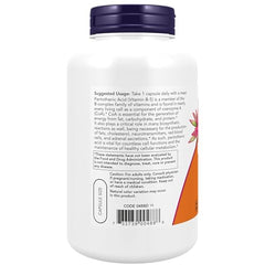 NOW Foods Pantothenic Acid capsules closeup, convenient daily supplement for ongoing wellness.