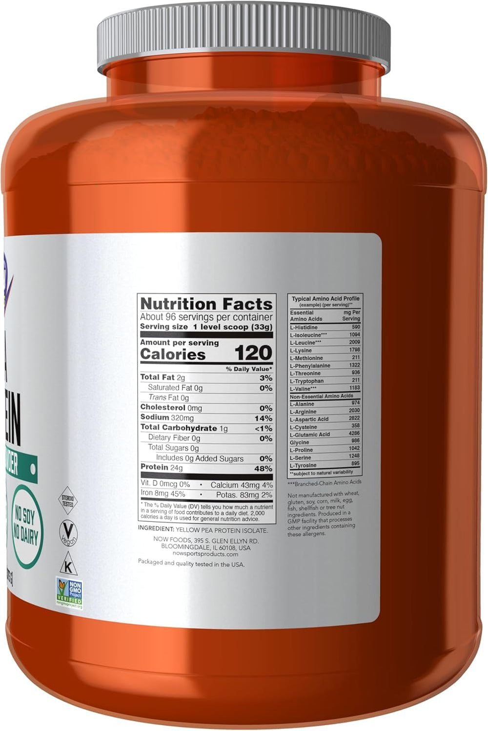 NOW Foods pea protein powder in a shaker bottle for smoothies