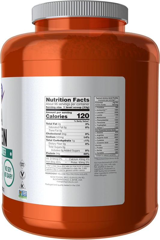 NOW Foods pea protein powder in a shaker bottle for smoothies