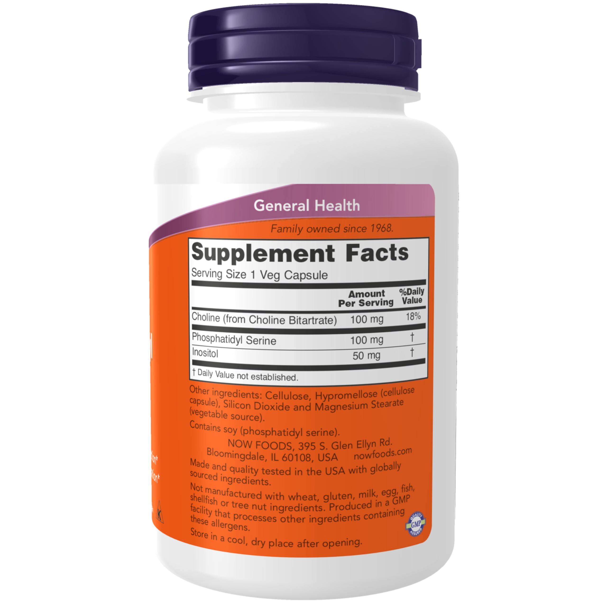 NOW Foods Phosphatidyl Serine capsules in a vegan bottle highlighting intercellular communication.