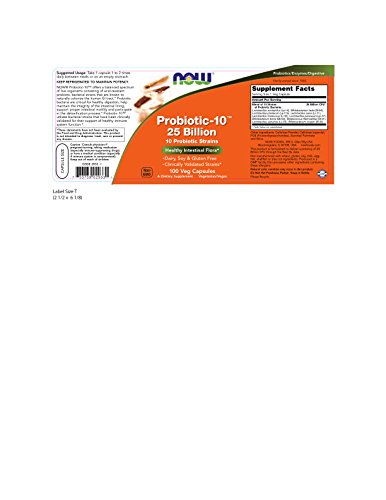 NOW Foods Probiotic-10 bottle cap image signals sealed freshness and potency.