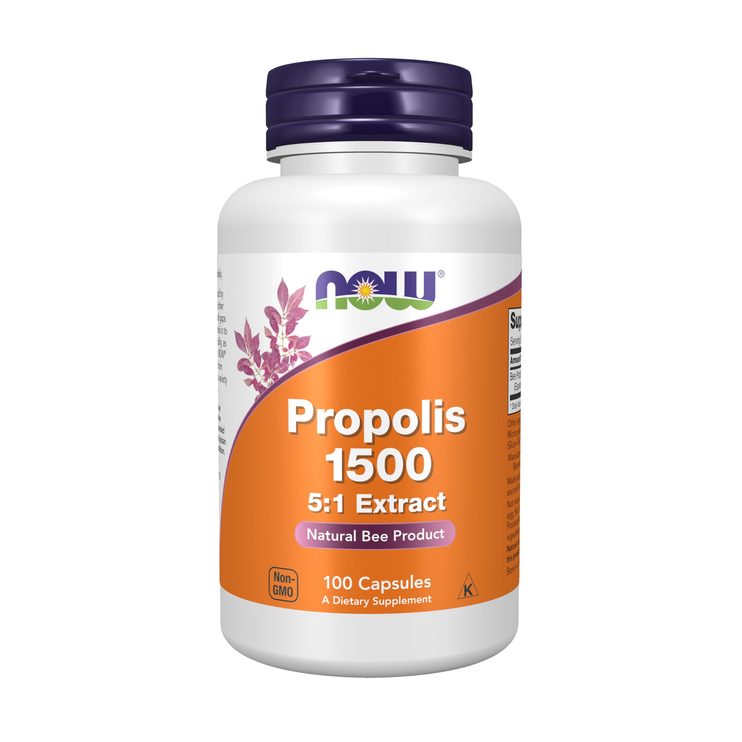 NOW Foods Propolis 1500 mg bottle front view for daily wellness.