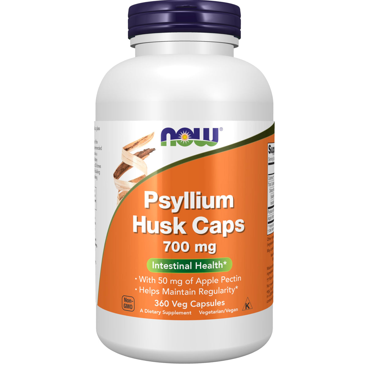 NOW Foods Psyllium Husk Caps bottle pouring for fiber support