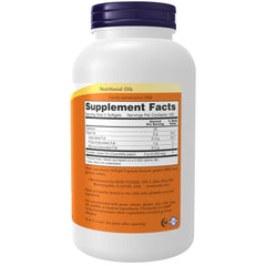 NOW Foods pumpkin seed oil label closeup highlights non-GMO sourcing.