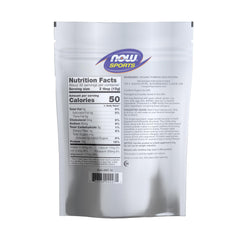 NOW Foods pumpkin seed protein powder bag back label displays non-GMO and ingredients.