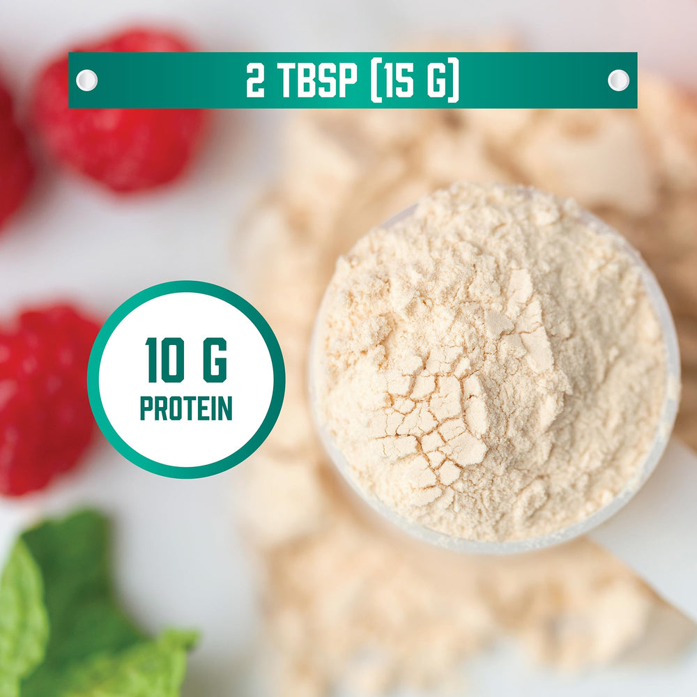 NOW Foods pumpkin seed protein powder scoop for accurate serving size in smoothies.