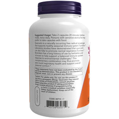 NOW Foods Quercetin with Bromelain ingredients panel shows transparent formulation