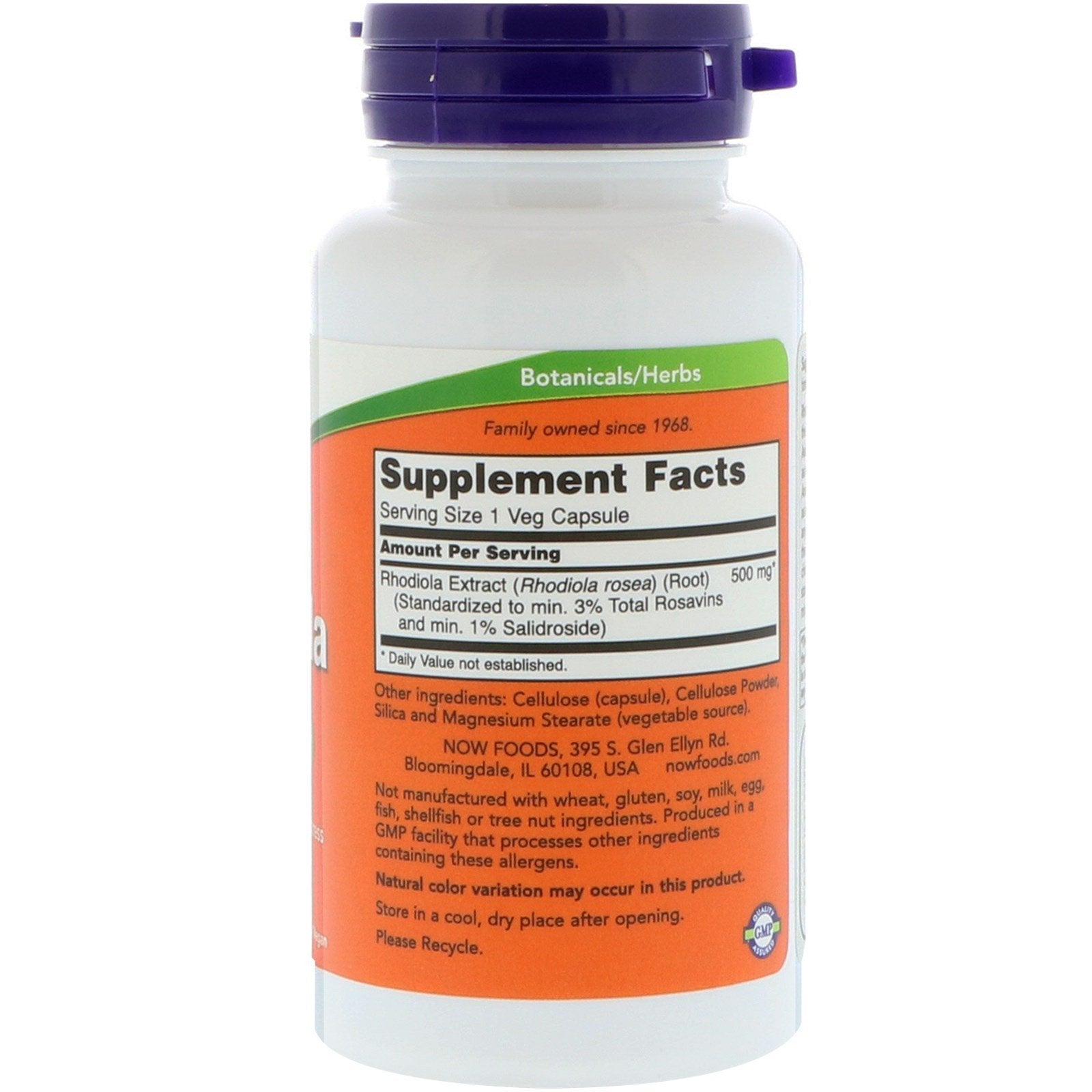 NOW Foods Rhodiola 2-pack box, compact packaging for daily adaptogenic use.