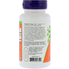 NOW Foods Rhodiola 500 mg veggie capsules, easy daily supplement.