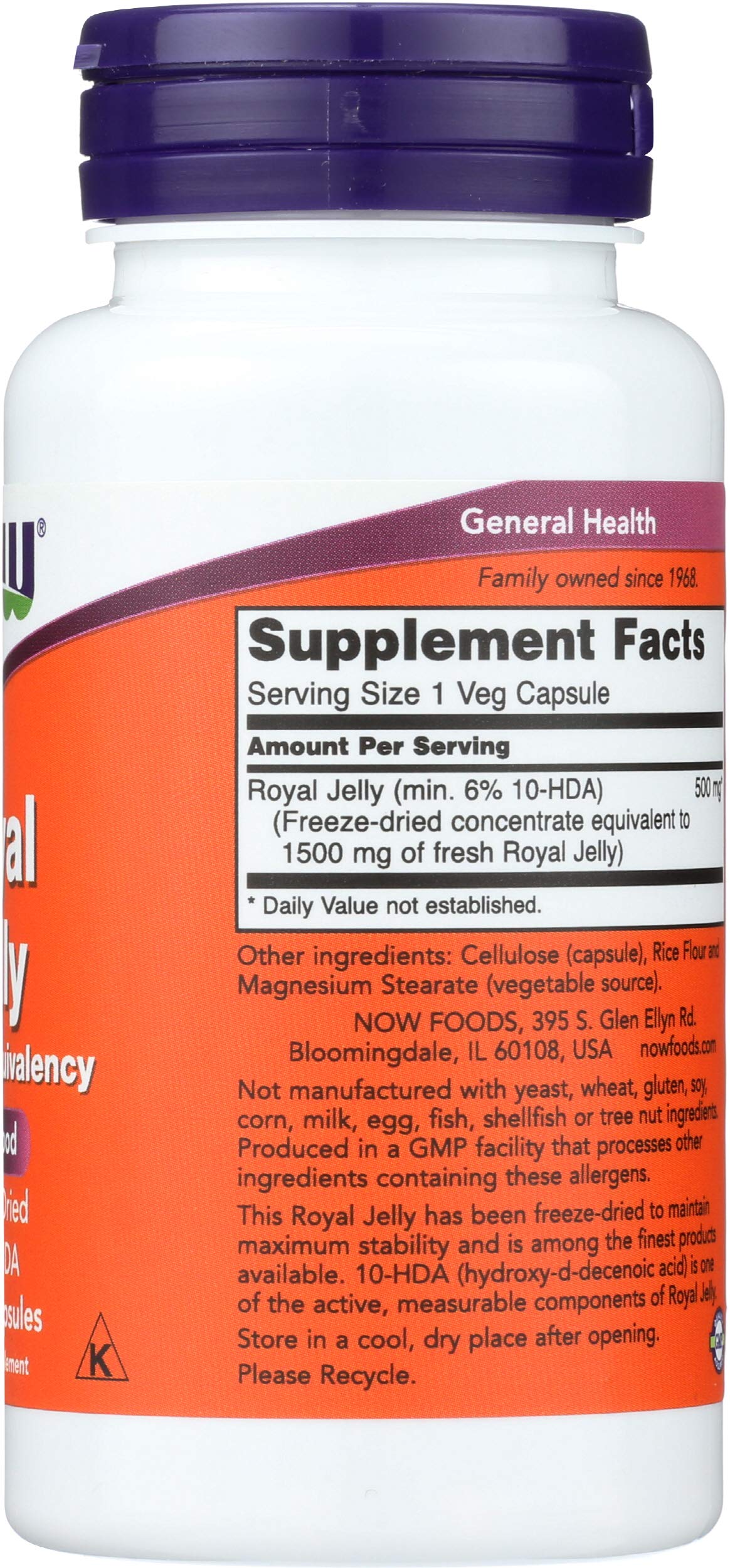NOW Foods Royal Jelly freeze-dried process preserves stability and nutrients.