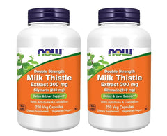 NOW Foods Silymarin Milk Thistle bottle with double-strength capsules for potential liver support.