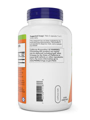 NOW Foods Slippery Elm bottle label display emphasizing allergen-safe GMP facility