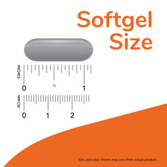 NOW Foods softgel capsule closeup shows smooth gel for easy swallowing.