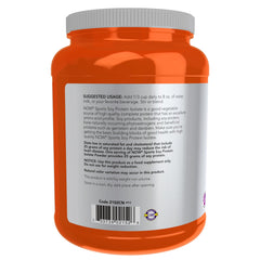 NOW Foods Soy Protein Isolate bottle label view emphasizing ingredient transparency