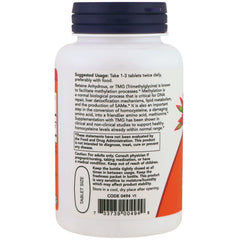 NOW Foods TMG pack of 2 with clear packaging showing 200 tablets.