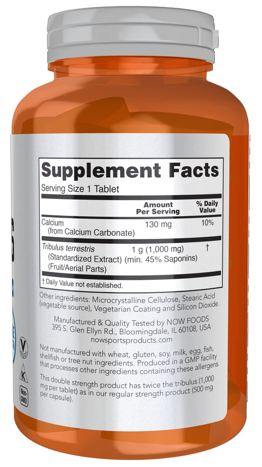 NOW Foods Tribulus 1000mg tablets closeup reveals texture for daily use