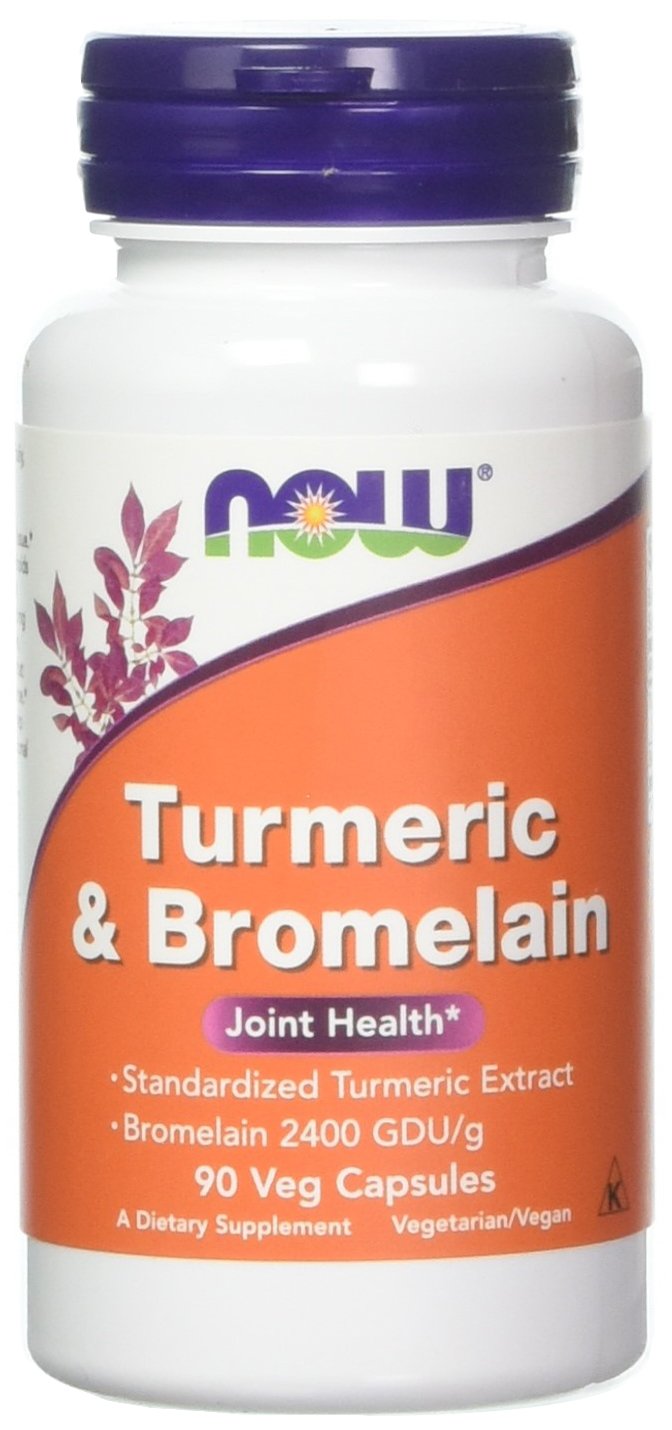 NOW Foods Turmeric & Bromelain bottle front in a two-pack for daily joint support
