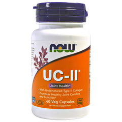 NOW Foods UC II undenatured collagen bottle supports joint mobility.