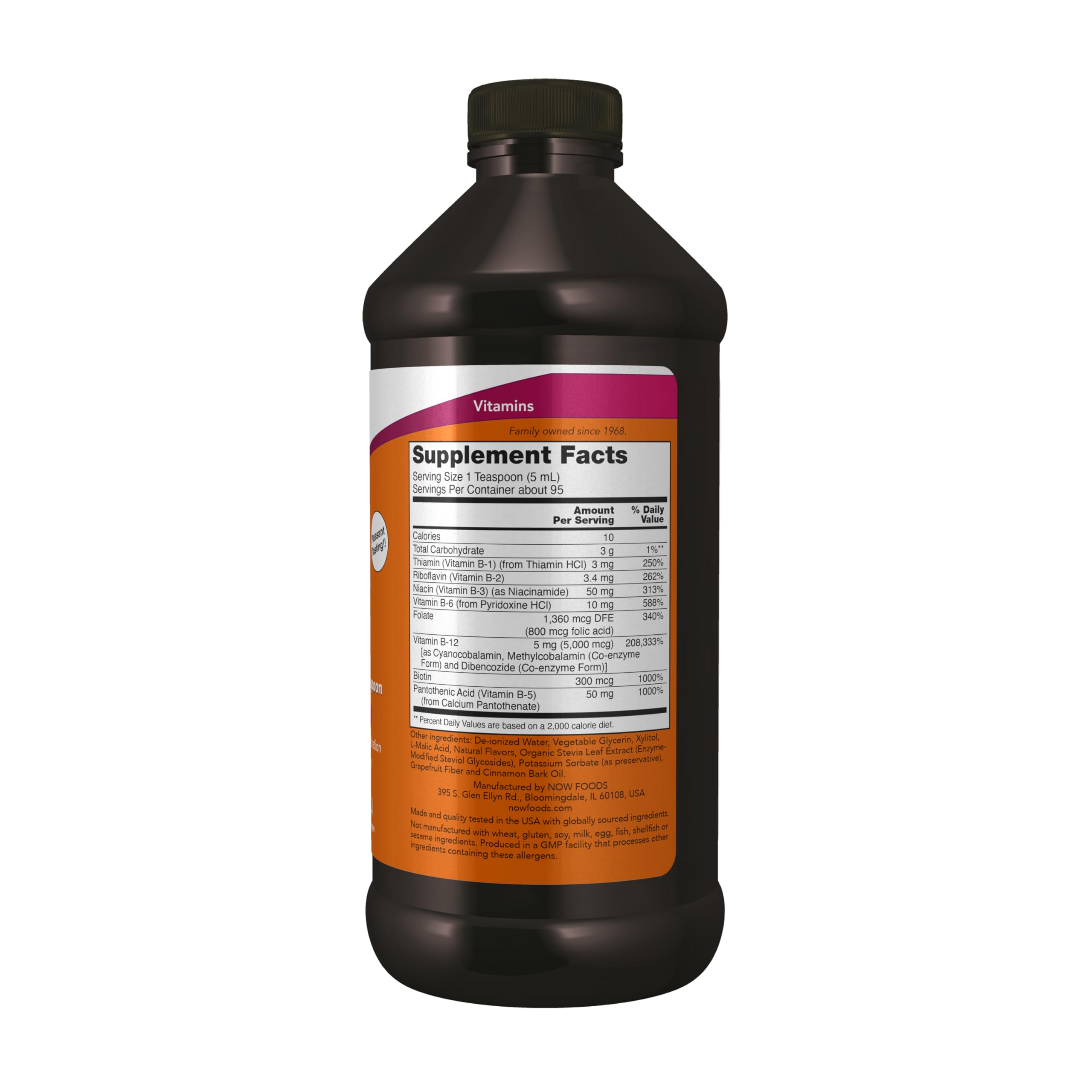 NOW Foods Ultra B-12 Liquid pouring a teaspoon for dosing