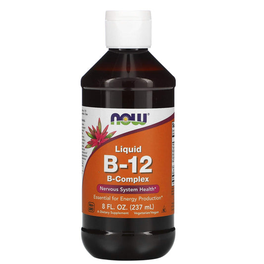 NOW Foods Vitamin B-12 Liquid two-pack packaging on shelf.