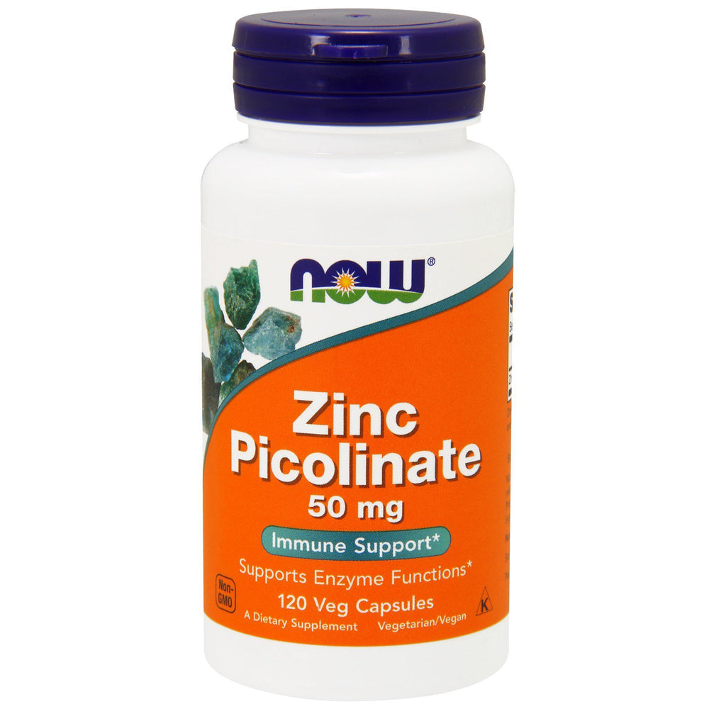 NOW Foods Zinc Picolinate 50 mg capsules in a bottle for easy daily intake