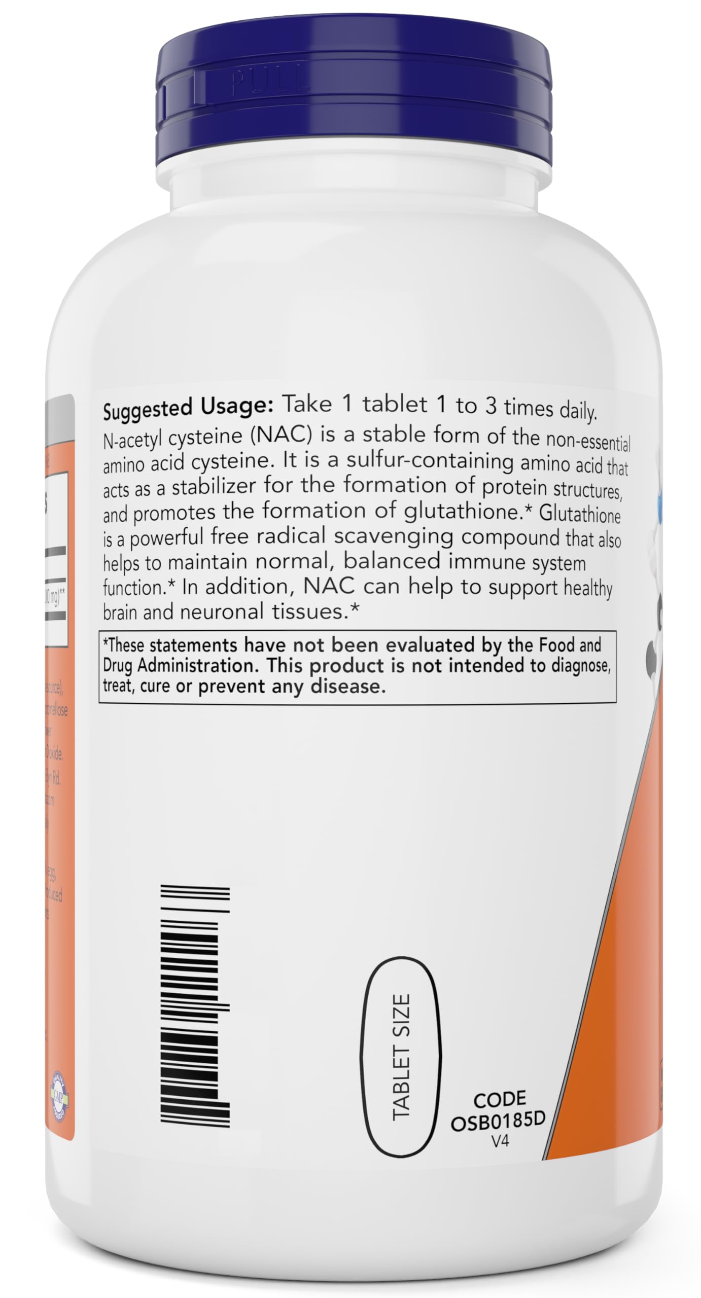 NOW Foods NAC label detail highlights vegan and non-GMO status