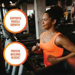 NOW Foods Amino-9 Essentials powder stirred in a glass—smooth texture and quick blend.