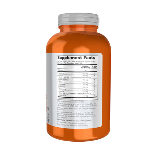 NOW Foods Amino-9 Essentials scoop—easy measurement for between-meal amino acid intake.