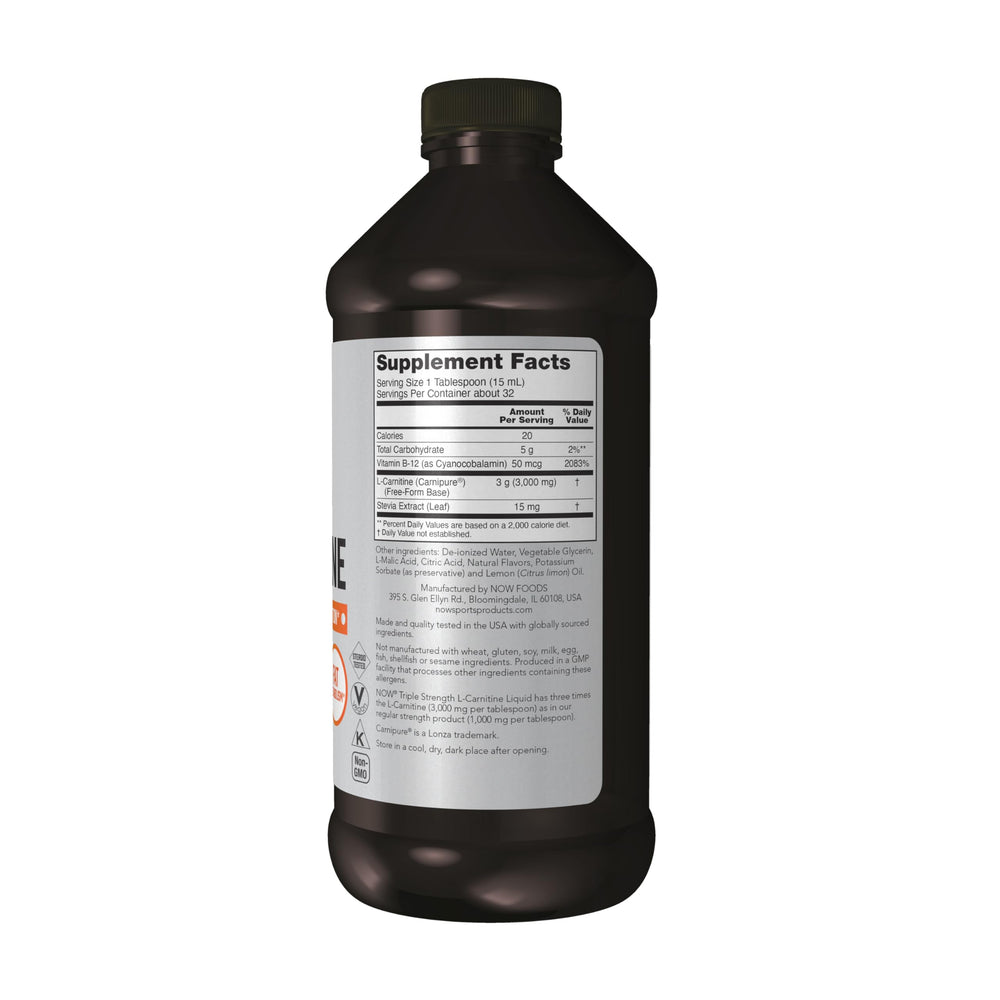 NOW L-Carnitine Liquid Citrus flavor ready to mix in water