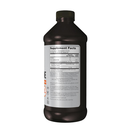 NOW L-Carnitine Liquid Citrus flavor ready to mix in water