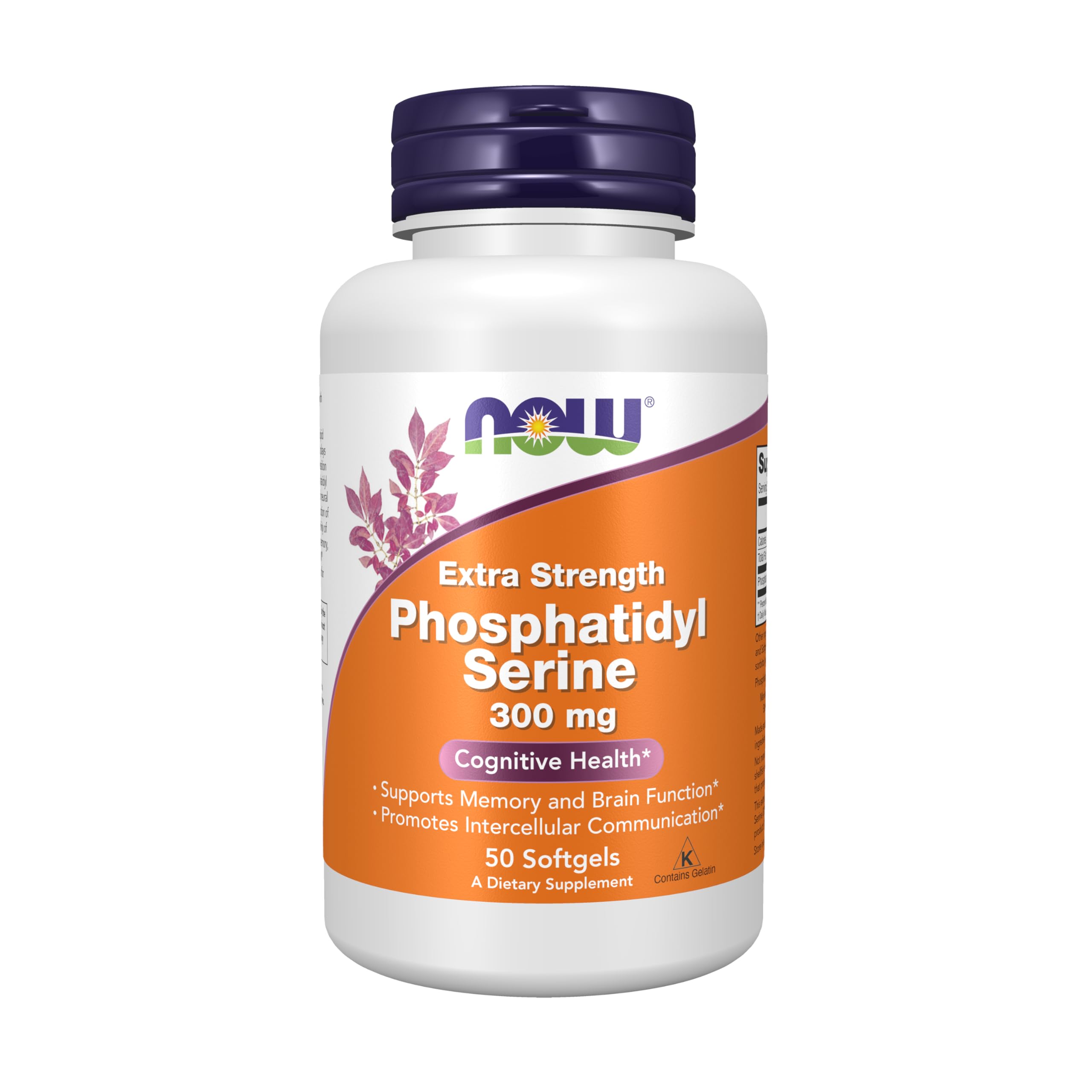 NOW Foods Phosphatidyl Serine 300 mg softgel bottle supports daily cognitive function.