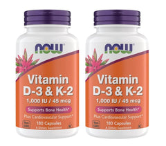 NOW Foods Vitamin D3 K2 bottle front view shows dosage and blend