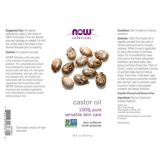 NOW Foods Castor Oil triple-pack packaging for value and versatility