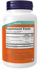 NOW Foods Coral Calcium Plus Magnesium capsules ready to take with water for daily balance.