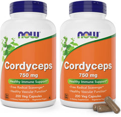 NOW Foods Cordyceps bottle front view for daily energy support.