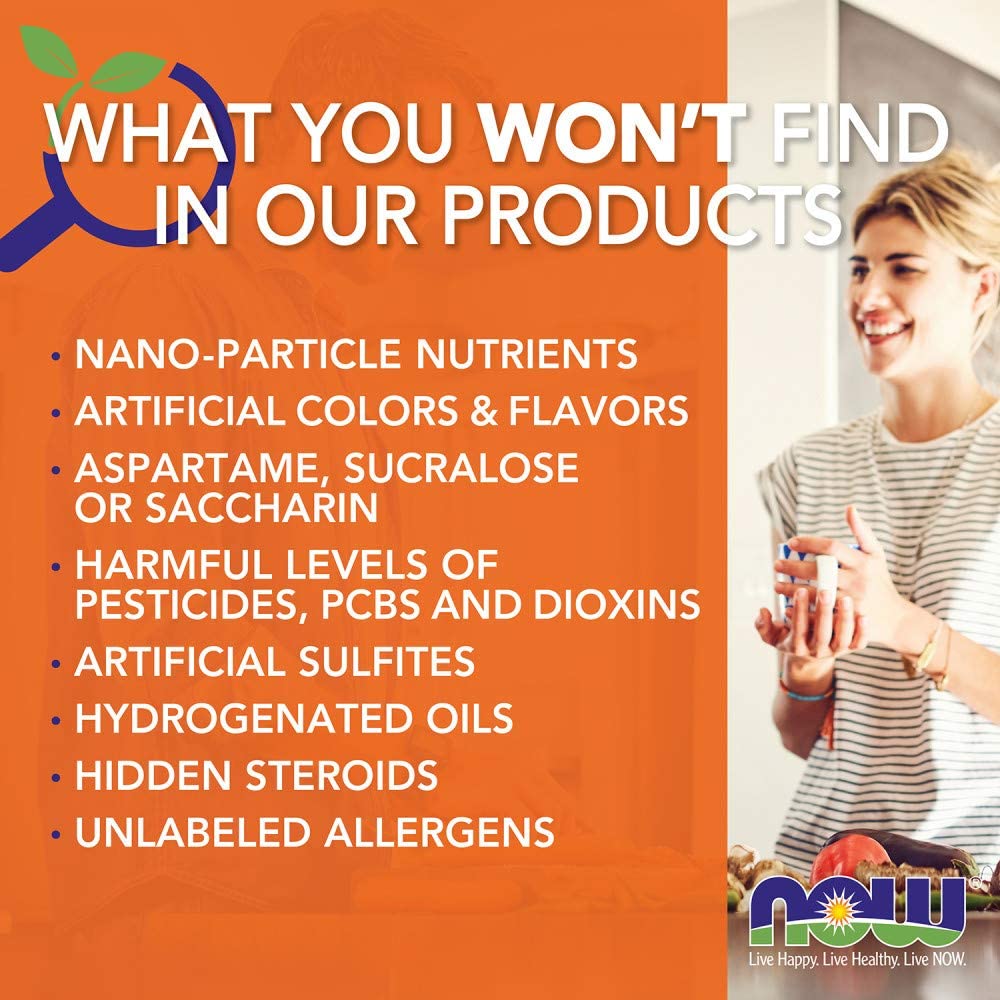 NOW Foods GMP-certified label emphasizing quality assurance.