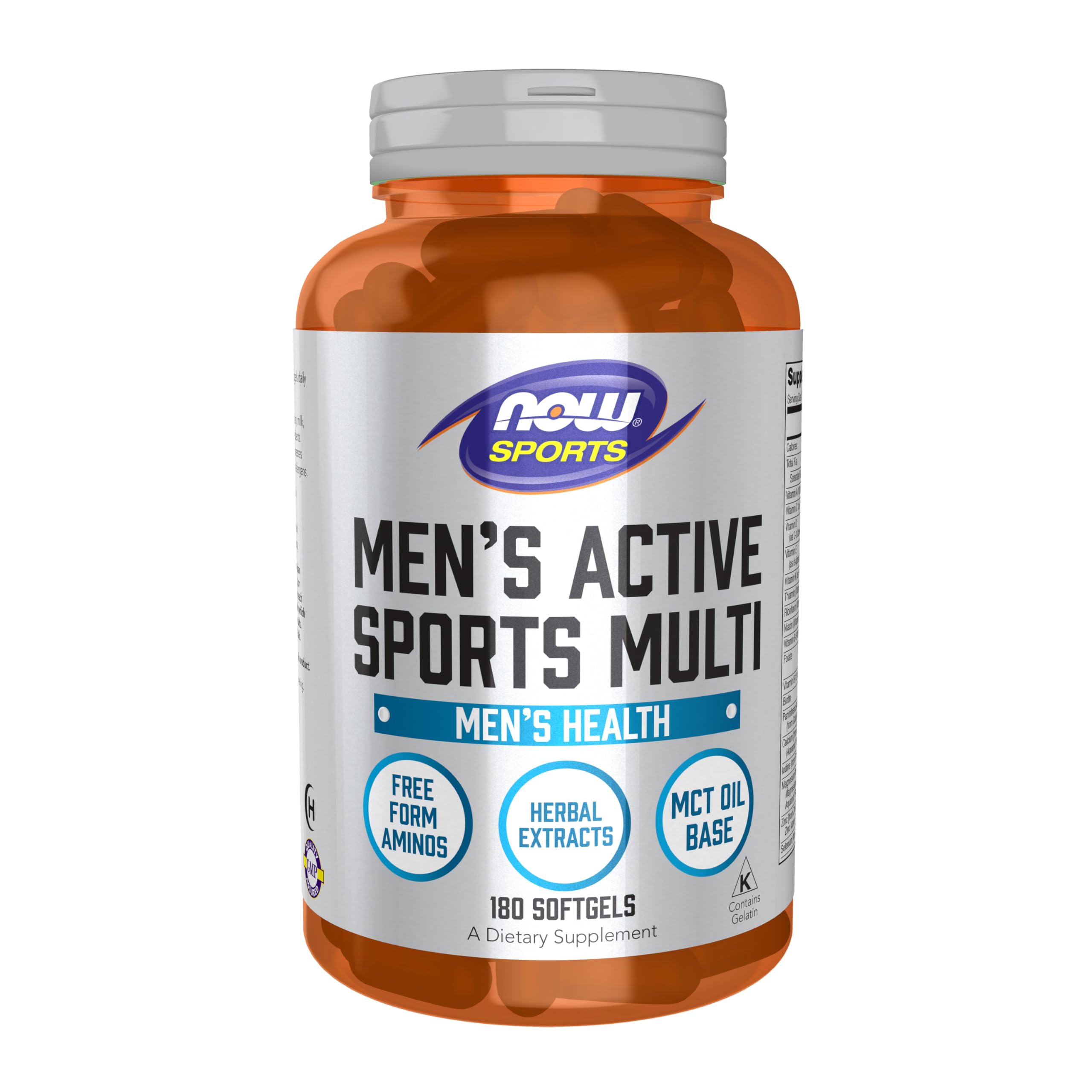 NOW Foods Men's Extreme Sports Multi softgels bottle for active athletes.