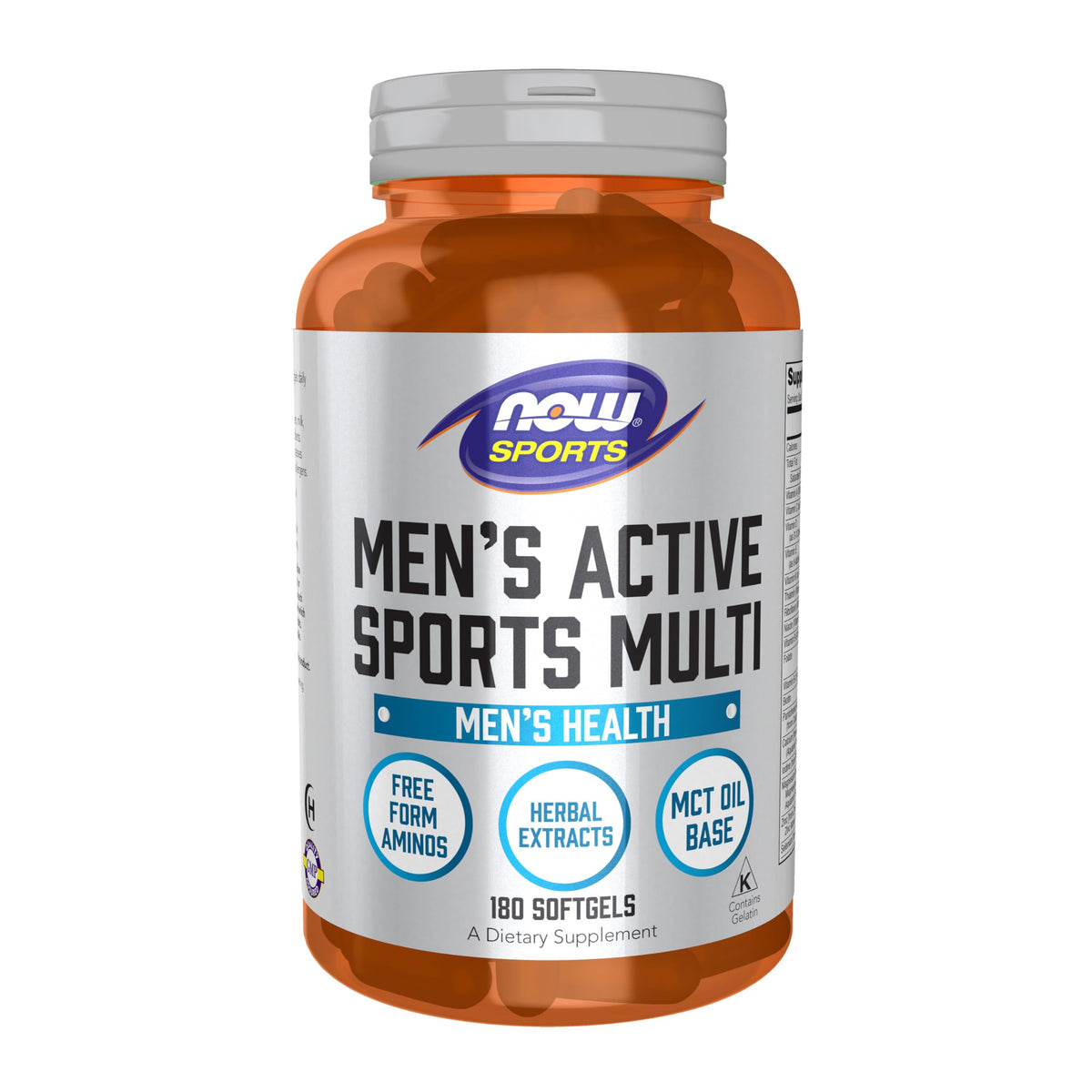 NOW Foods Men's Extreme Sports Multi softgels bottle for active athletes.