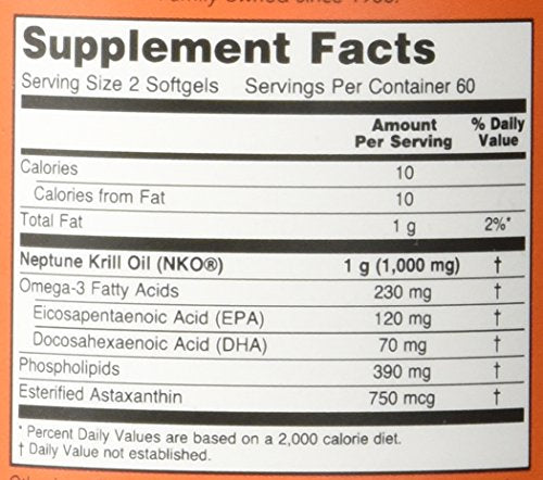 NOW Foods Neptune Krill Oil phospholipid-bound EPA/DHA and astaxanthin on display