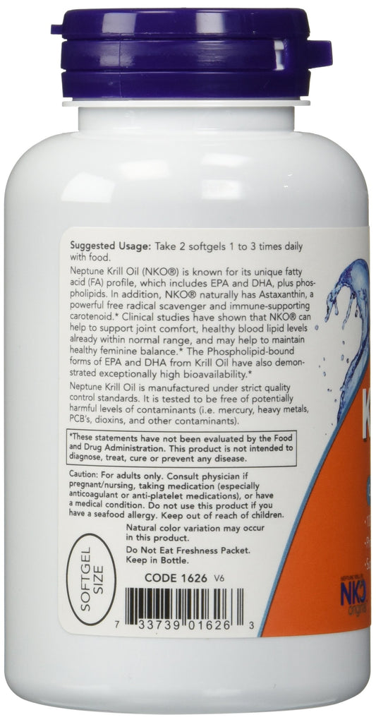 NOW Foods Neptune Krill Oil softgels in close-up for easy swallowing