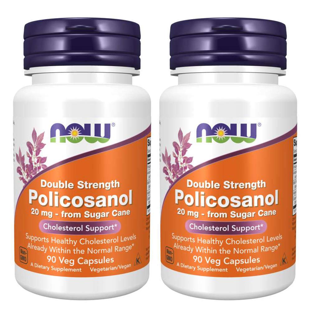 NOW Foods Policosanol bottle front with extra strength formula for daily use.