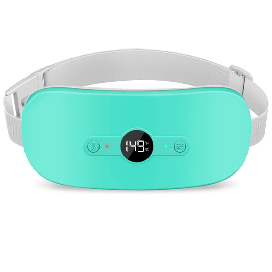 NOWWISH heating pad arranged on a waist belt for portable cramps relief.