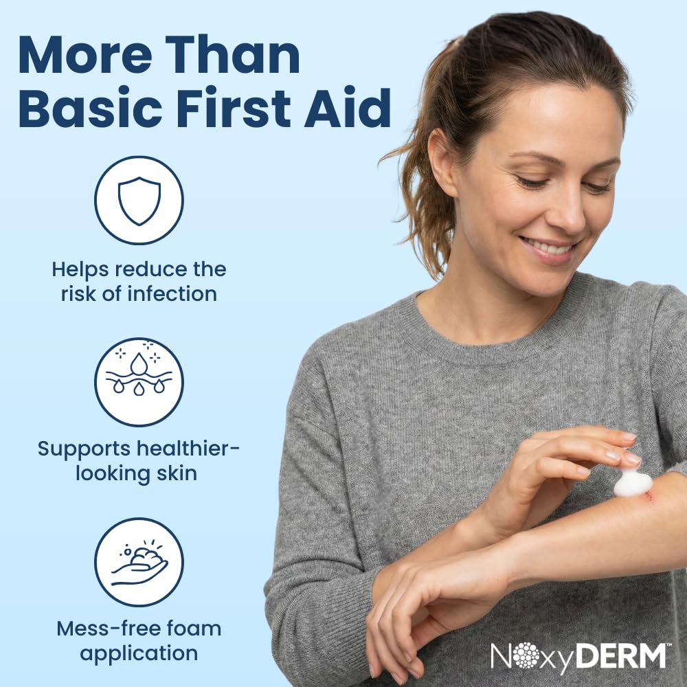 NOxyDERM foam application dispenses evenly for comfortable first aid care.