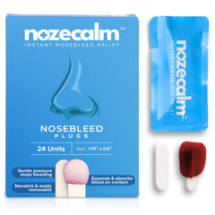 NozeCalm nosebleed plug pack 24-count for quick on-the-go relief