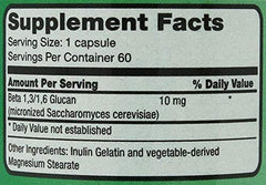 NSC Immunition capsules closeup highlights the 10 mg beta glucan formula