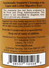 Close-up of NSC Immunition ImmuCleanse with ingredient list and label